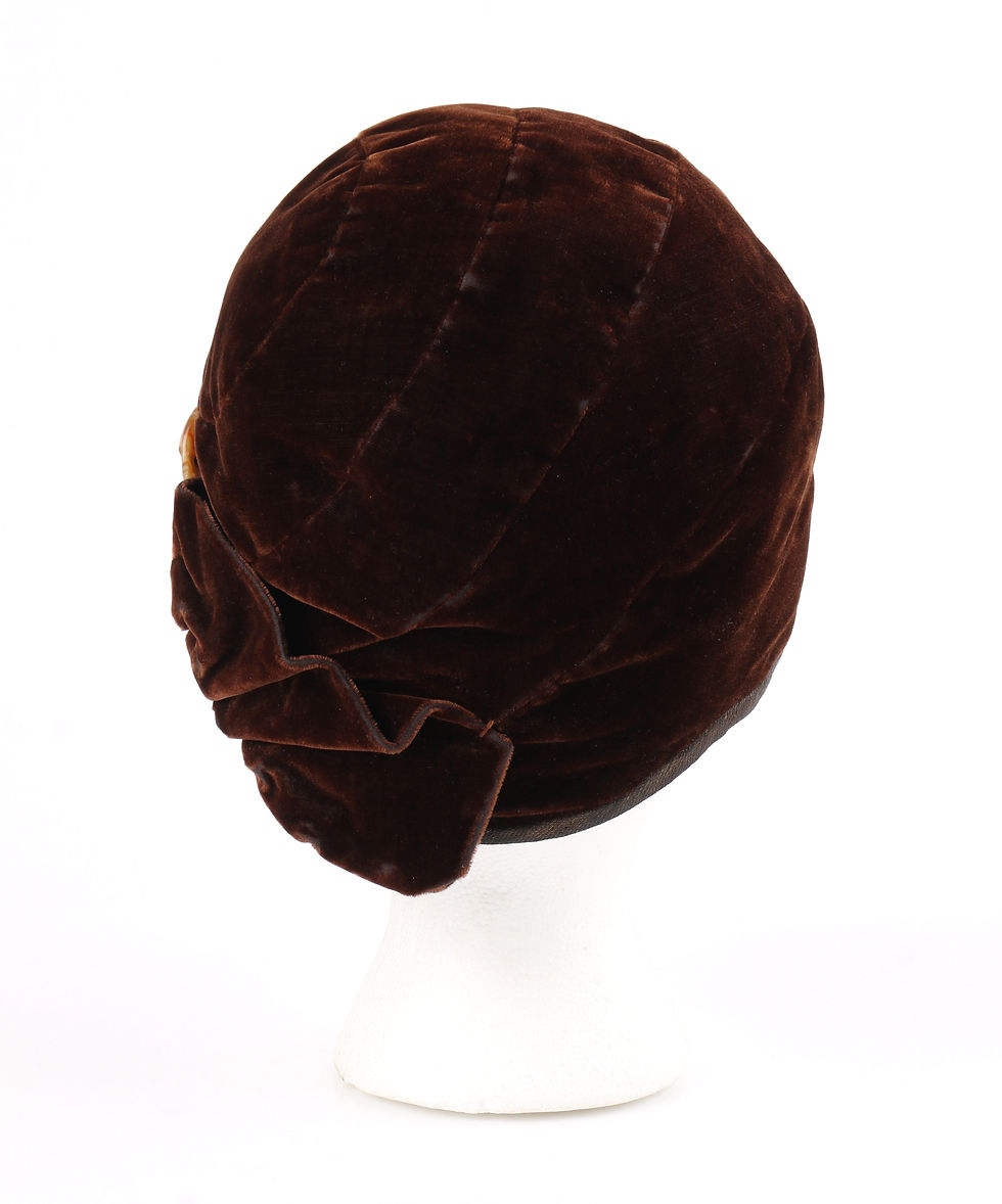 Thumbnail: Couture c.1920's Velvet Cloche Hat