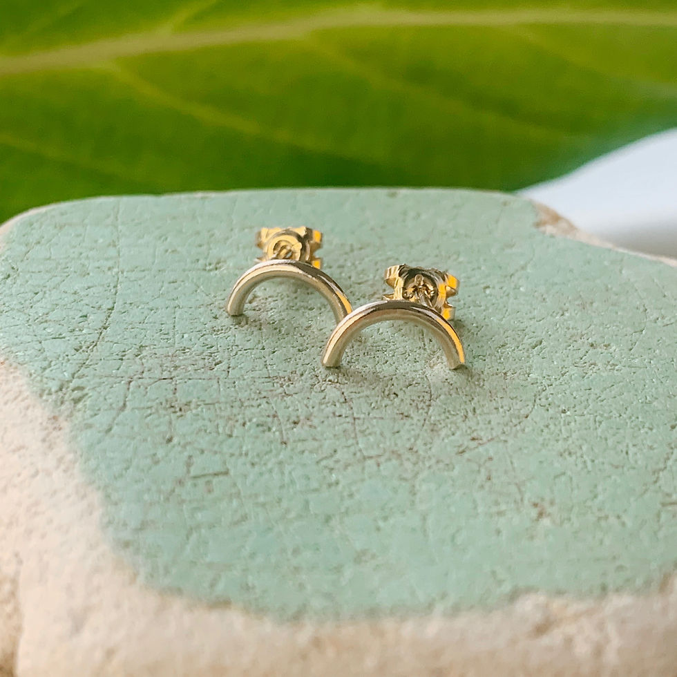 Thumbnail: Solid 9 carat Gold Arc Stud Earrings by Nyaki Punk Jewellery