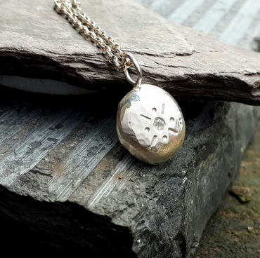 Thumbnail: Recycled Sterling Silver Aquamarine Pendant by Nyaki Punk Jewellery
