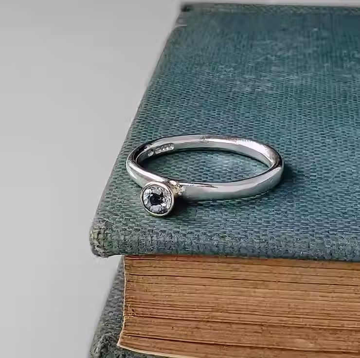 Thumbnail: Sterling Silver & Gold Topaz Ring, Handmade Urban Design Jewellery