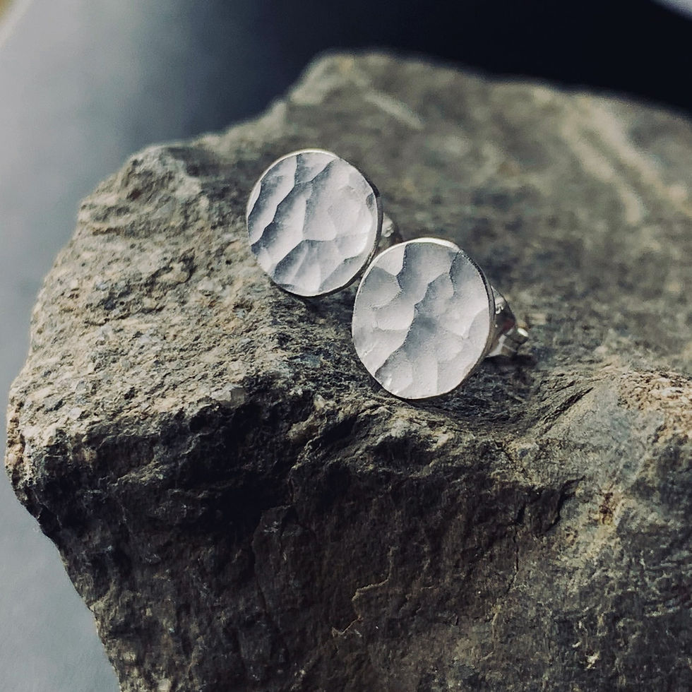 Thumbnail: Sterling Silver Disc Stud Earrings by Nyaki Punk Jewellery