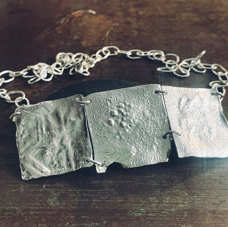 Thumbnail: Recycled Sterling Silver Brutalist Necklace, Handmade Urban Design Jewellery
