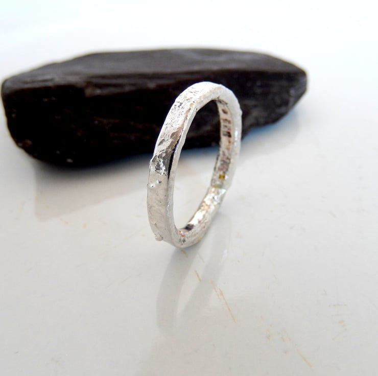Thumbnail: The Sterling Silver Skinny Emerald Ring by Nyaki Punk Jewellery