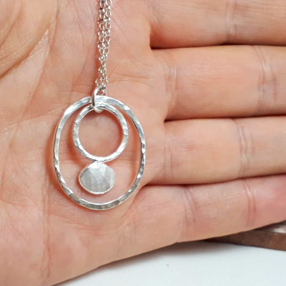 Thumbnail: Sterling Silver oval pendant, Handmade Urban Designed Jewellery