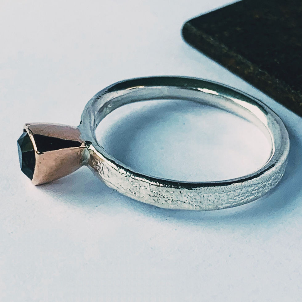 Thumbnail: Recycled Solid Gold Quartz Ring by Nyaki Punk Jewellery