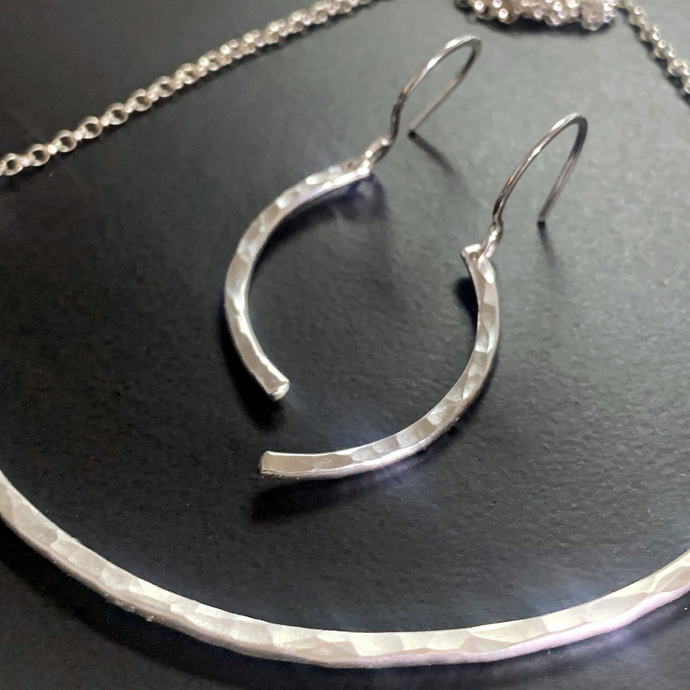 Thumbnail: Sterling silver arc drop earrings, Handmade Urban Designed Jewellery