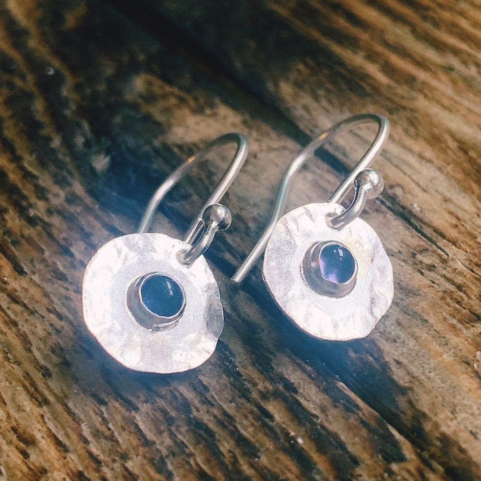 Thumbnail: The Sterling Silver Iolite drop earrings by Nyaki Punk Jewellery