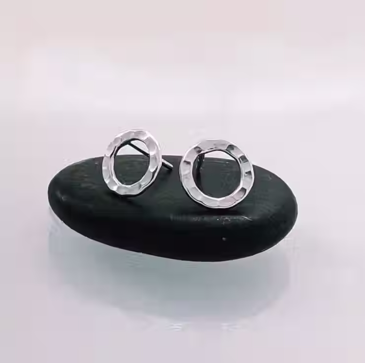 Thumbnail: Sterling Silver Hoop Stud Earrings, Handmade Urban Jewellery