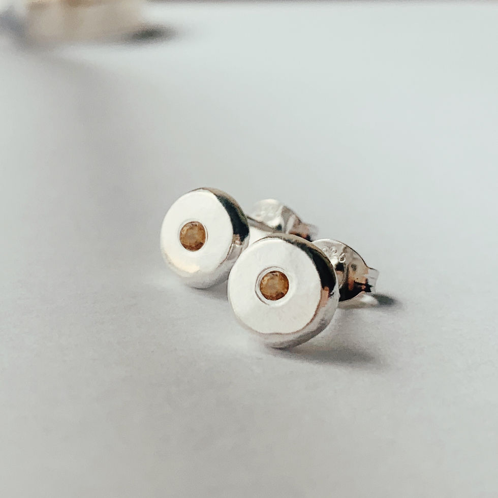 Thumbnail: Recycled Sterling Silver Stud Gemstone Earrings by Nyaki Punk Jewellery