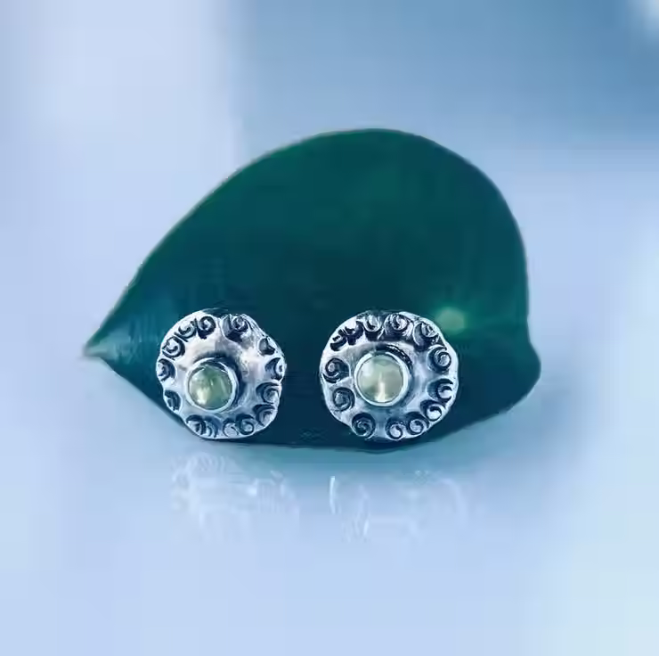 Thumbnail: Sterling Silver Peridot Stud Earrings. Handmade Urban Jewellery Design