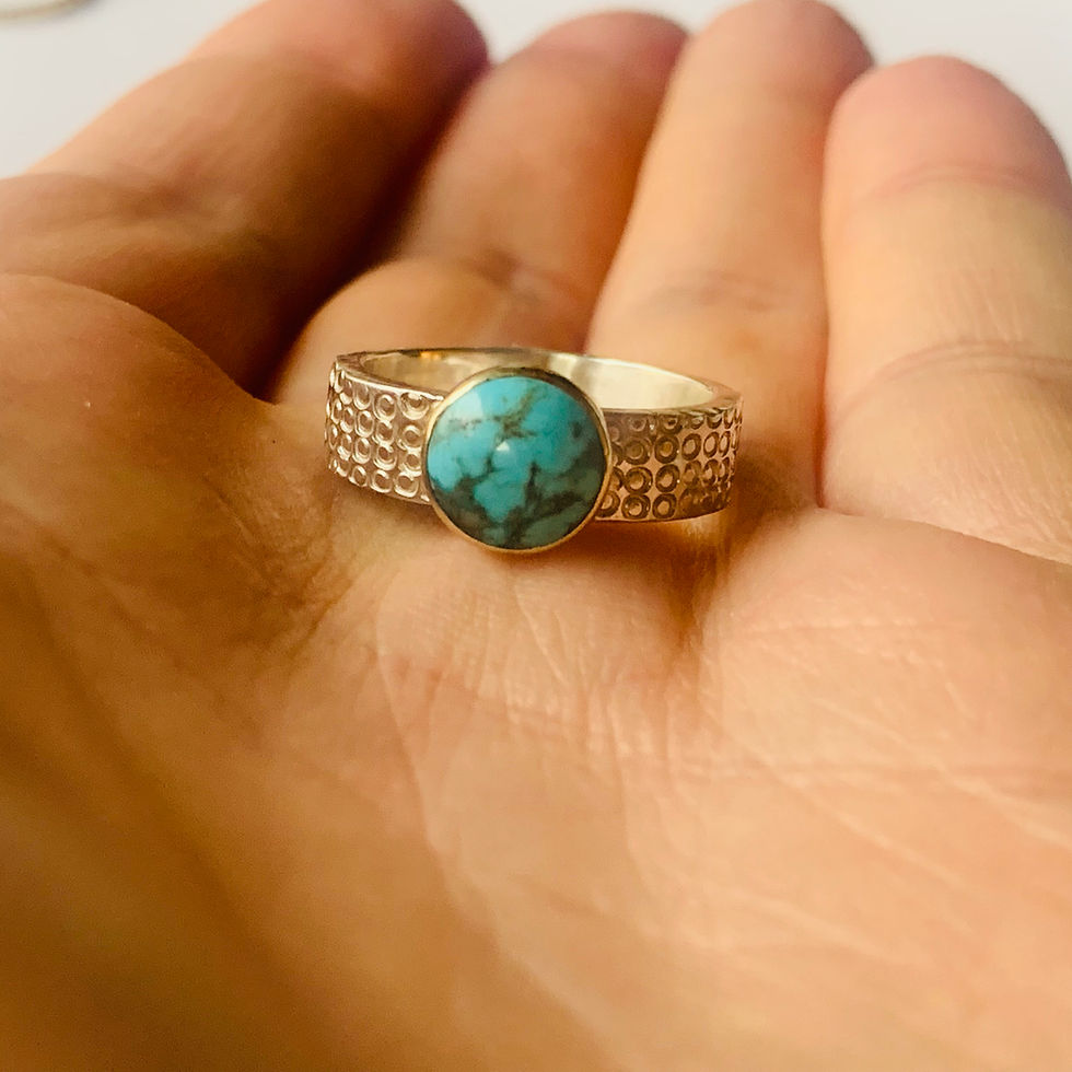 Thumbnail: Sterling silver and 9 carat Gold Turquoise ring by Nyaki Punk Jewellery