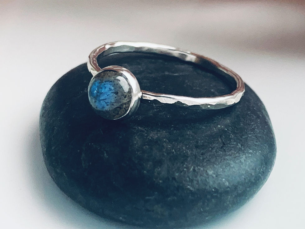 Thumbnail: Sterling Silver Natural Labradorite Ring, Handmade Urban Jewellery Design