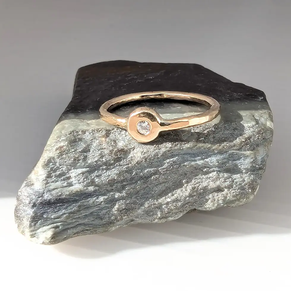 Thumbnail: Diamond Solitaire Recycled 9 ct Gold ring by Nyaki Punk Jewellery