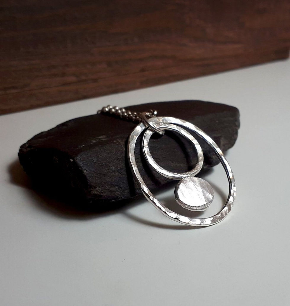 Thumbnail: Sterling Silver oval pendant, Handmade Urban Designed Jewellery