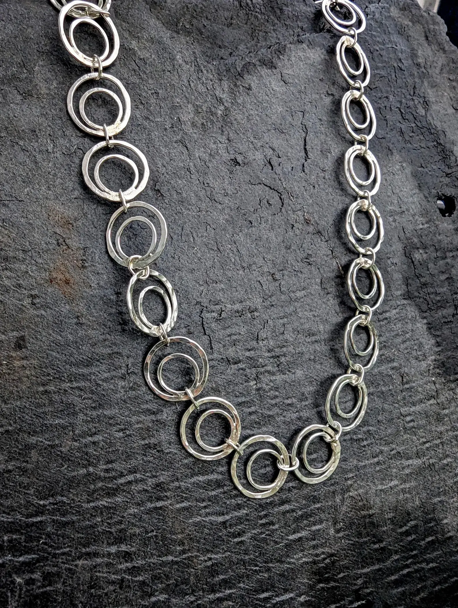 Handmade Recycled Sterling Silver double Hoop Necklace