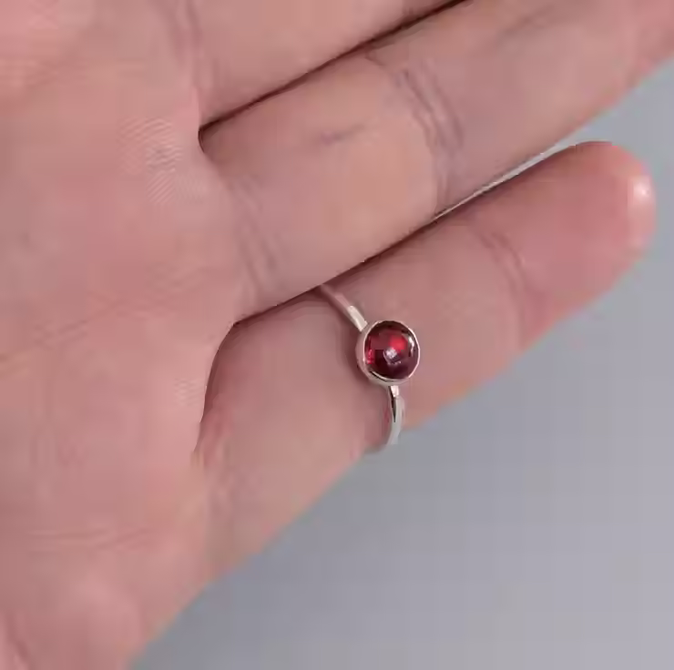 Thumbnail: STERLING SILVER Garnet Ring, Handmade Urban Designed Jewellery