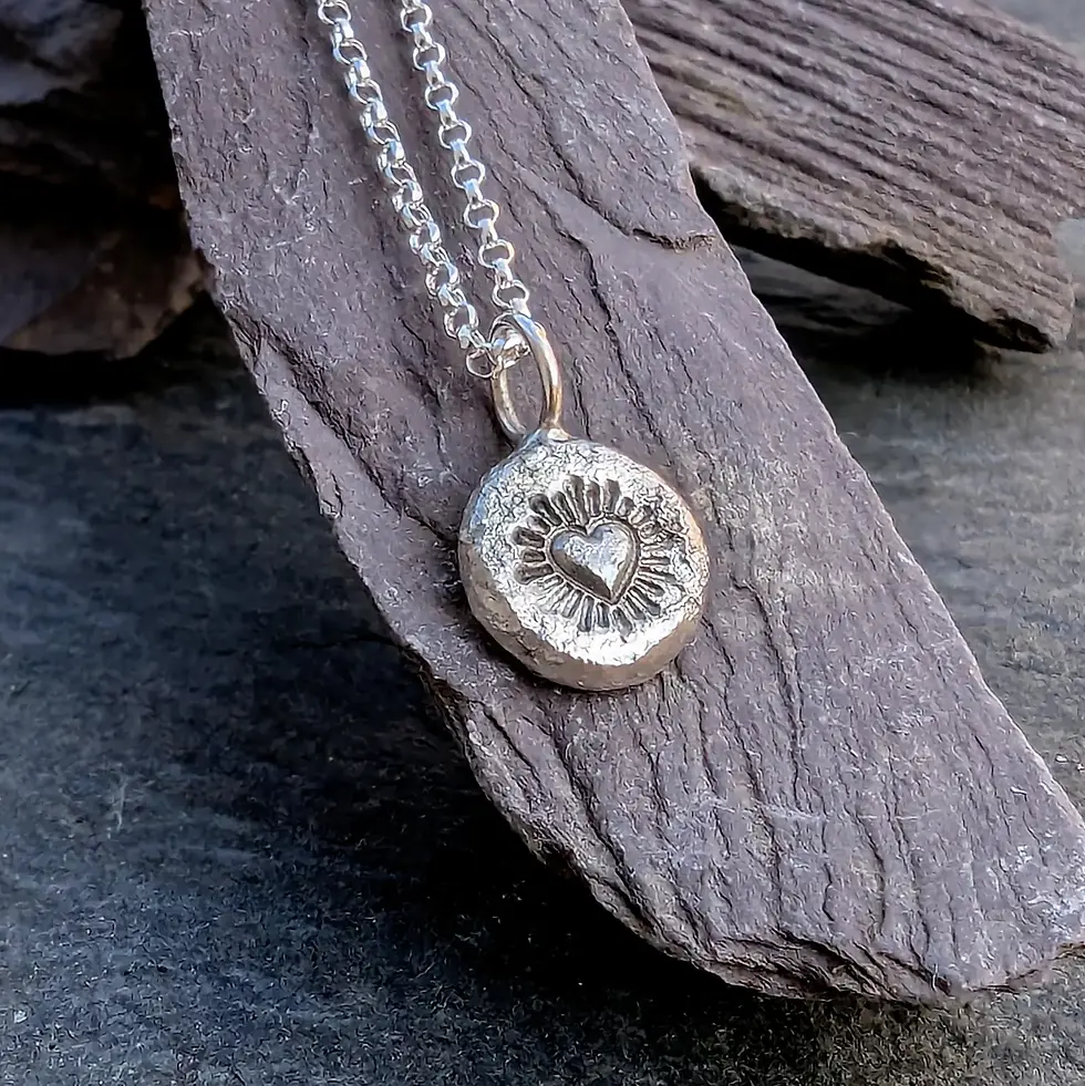 Thumbnail: STERLING SILVER Textured Heart Burst Pendant: Handmade Urban Jewellery