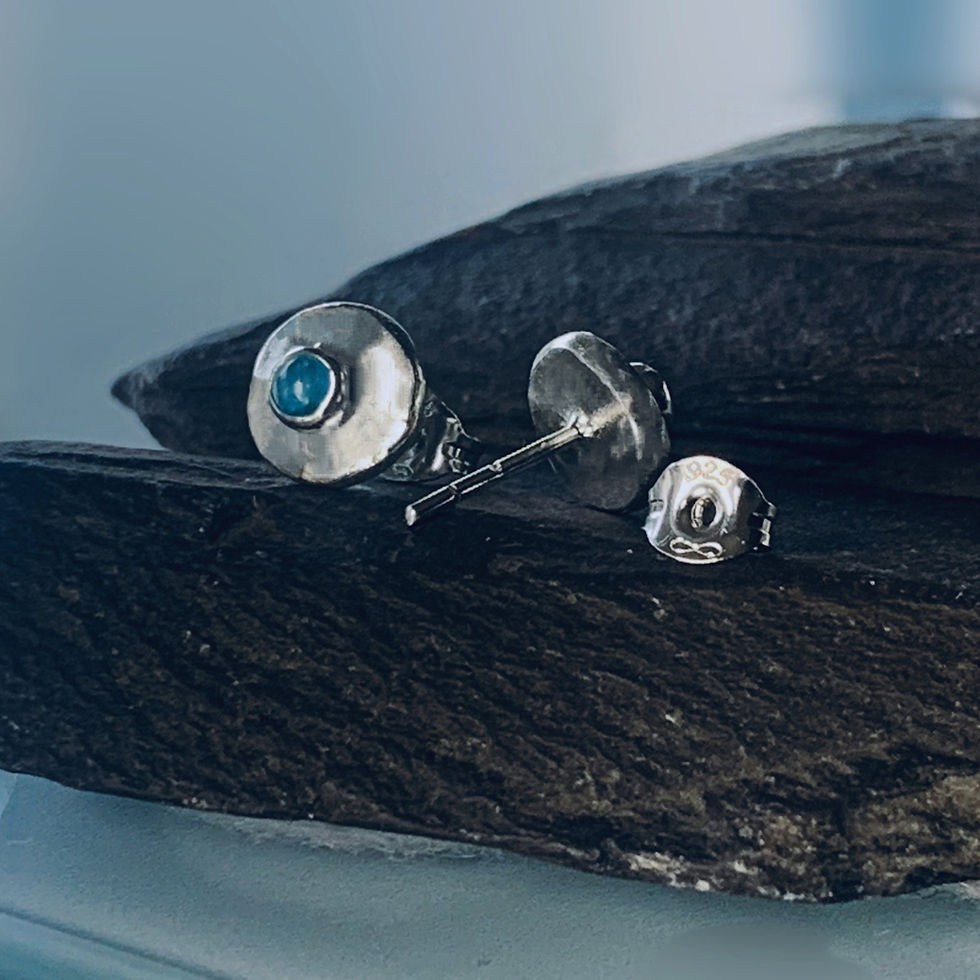 Thumbnail: Recycled Sterling Gemstone Stud Earrings by Nyaki Punk Jewell