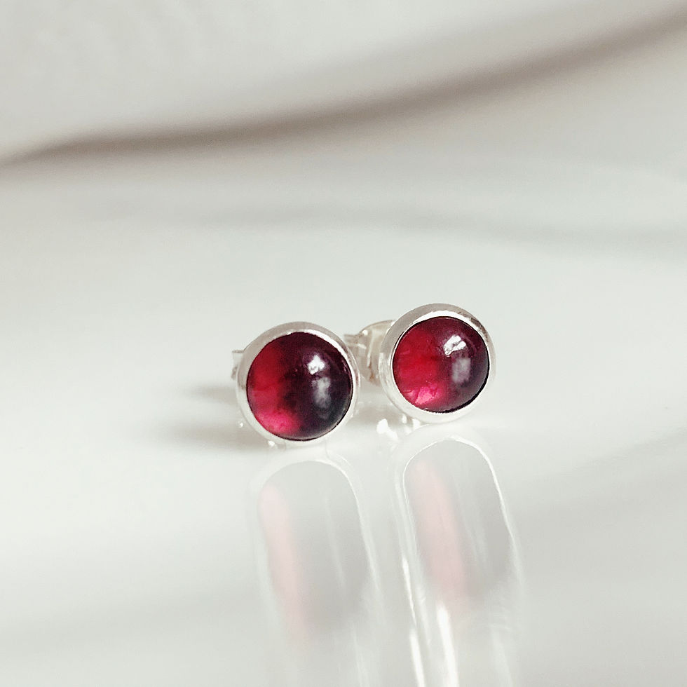 Thumbnail: Sterling Silver Classic Gemstone Stud Earrings by Nyaki Punk Jewellery