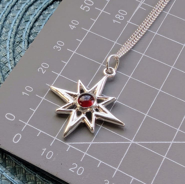 Thumbnail: Recycled Sterling Silver Star Garnet pendant