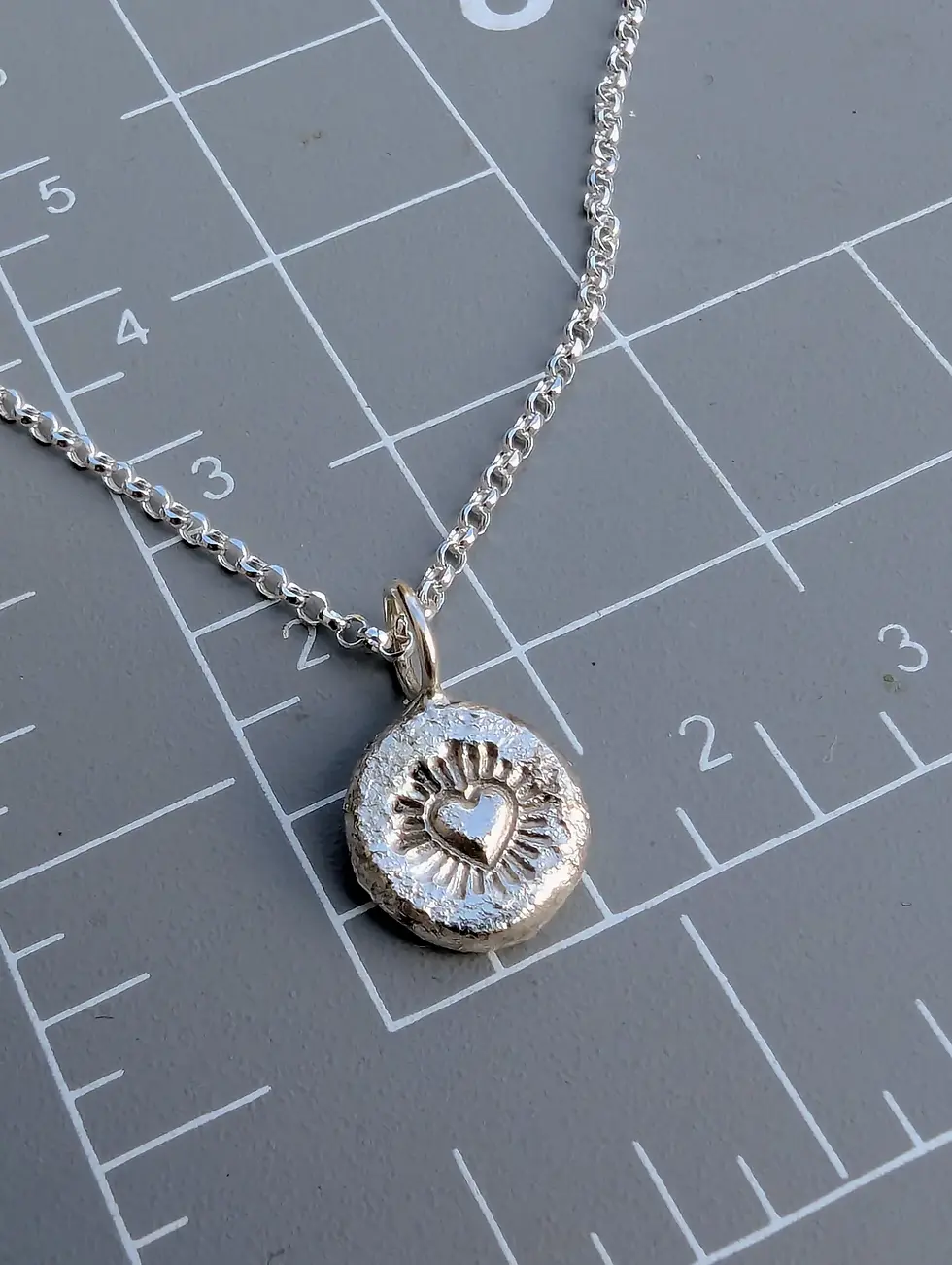Thumbnail: STERLING SILVER Textured Heart Burst Pendant: Handmade Urban Jewellery