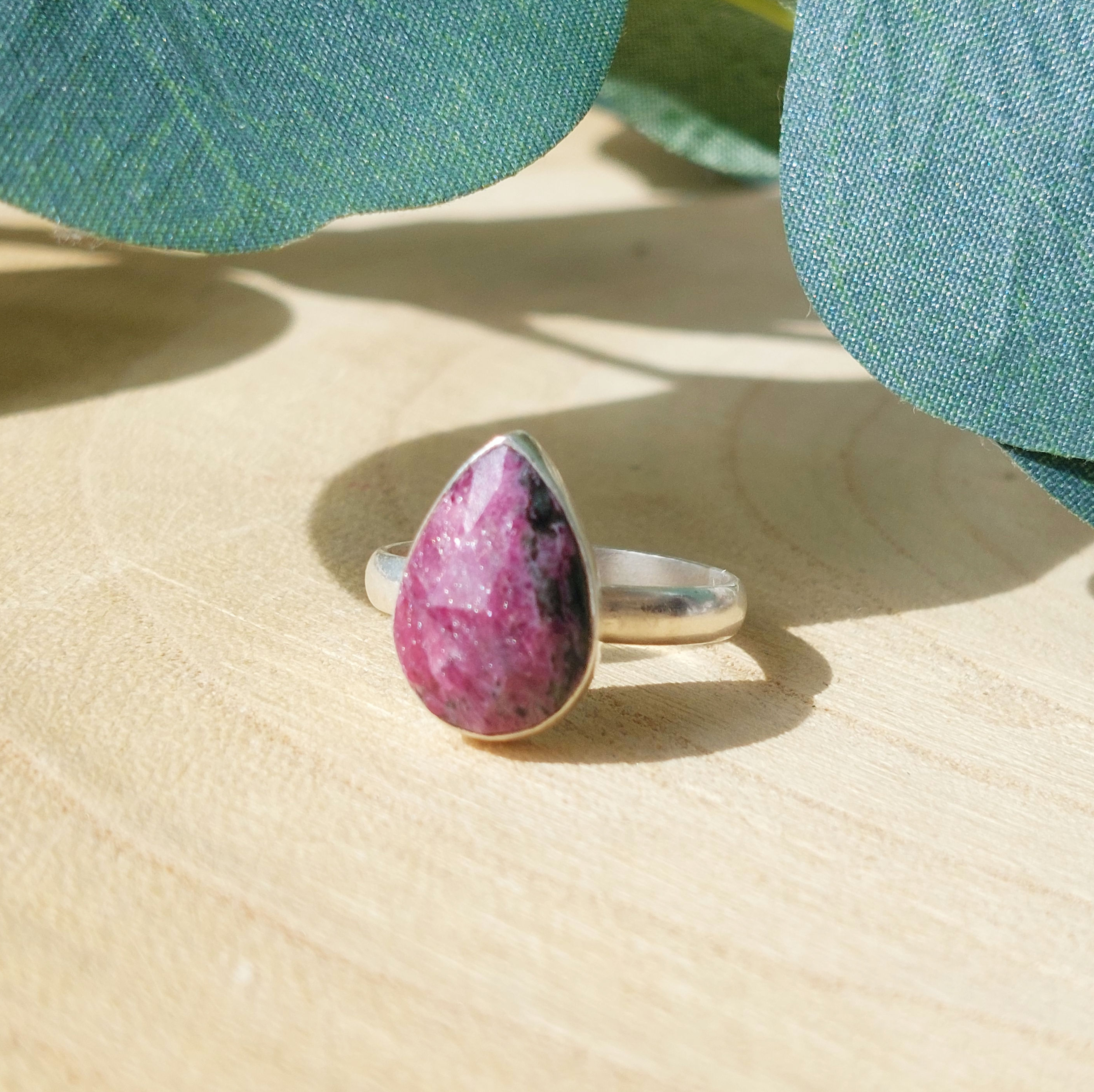 Rubin Zoisit Ring 925er Silber 