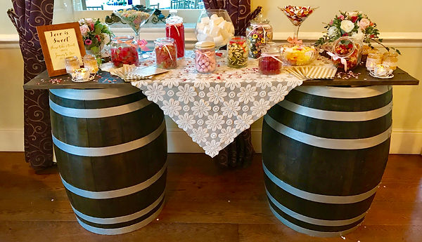 Whisky barrel sweet table for hire
