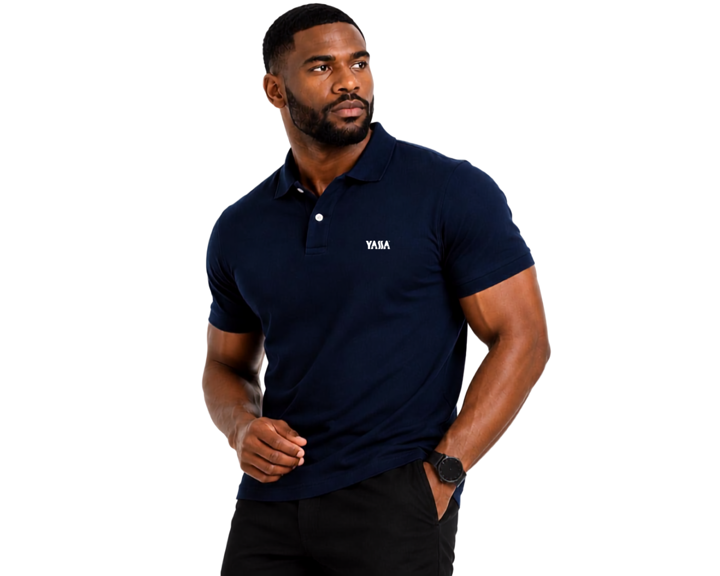 YASSA "Adria" Cotton Polo Shirt - Navy Blue