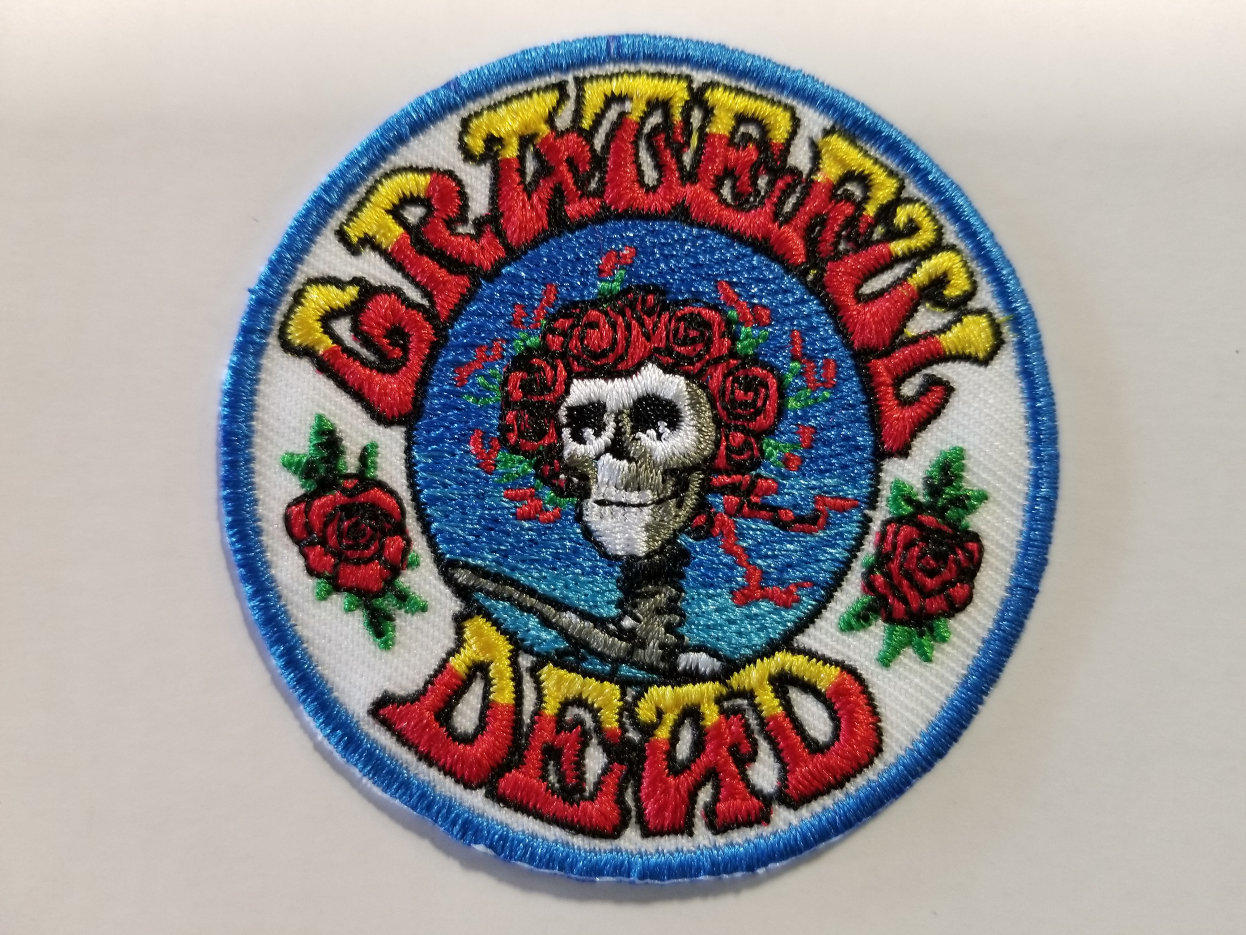 GRATEFUL DEAD SKULL AND ROSES EMBROIDERED PATCH