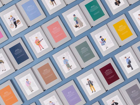 Illustrated Thomas Mason shirting story cards arranged in a Spring Summer 2026 grid