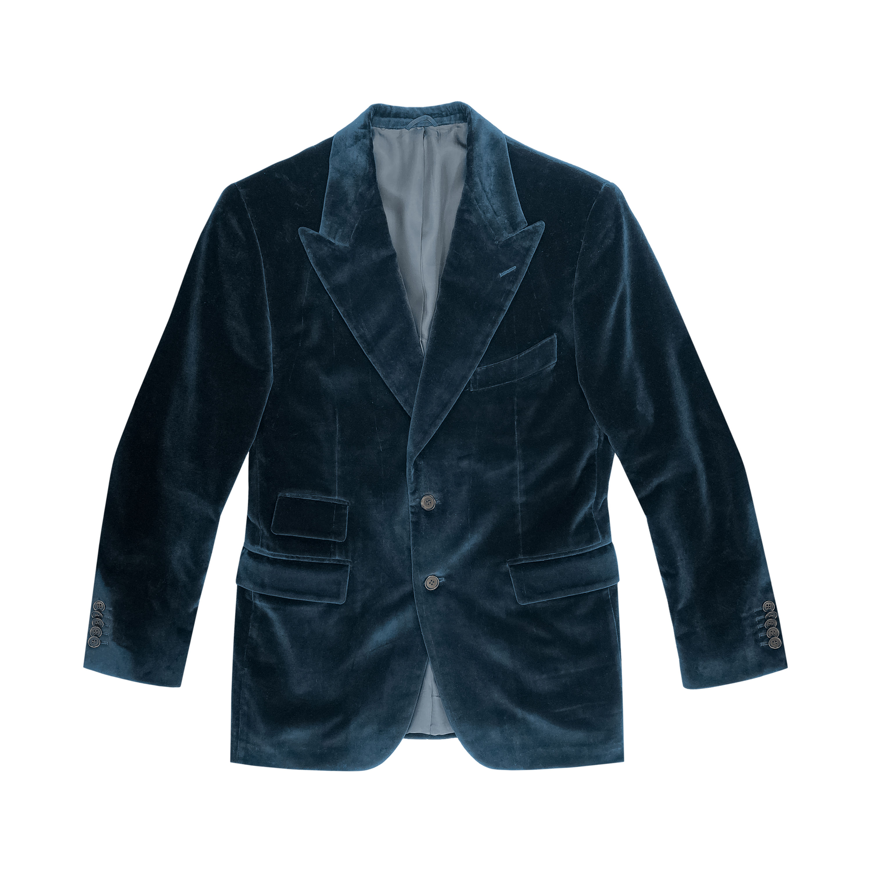 Velvet Cocktail Jacket in Marine Blue, handmade in Toronto by MICHEL'S BESPOKE