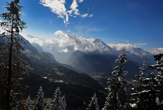 Mountain range and valley forests.