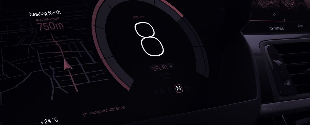 Digital map on an automotive Console.