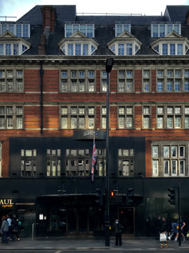 View of a city hotel on Tottenham Court Road, Fitzrovia, London, WC1  