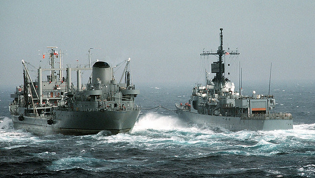 Two war ships under drills.