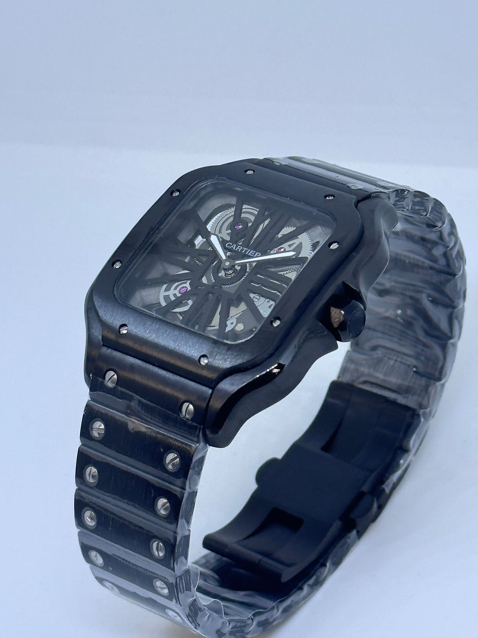 Miniatura: Cartier Santos Large Skeleton All Black Qtz