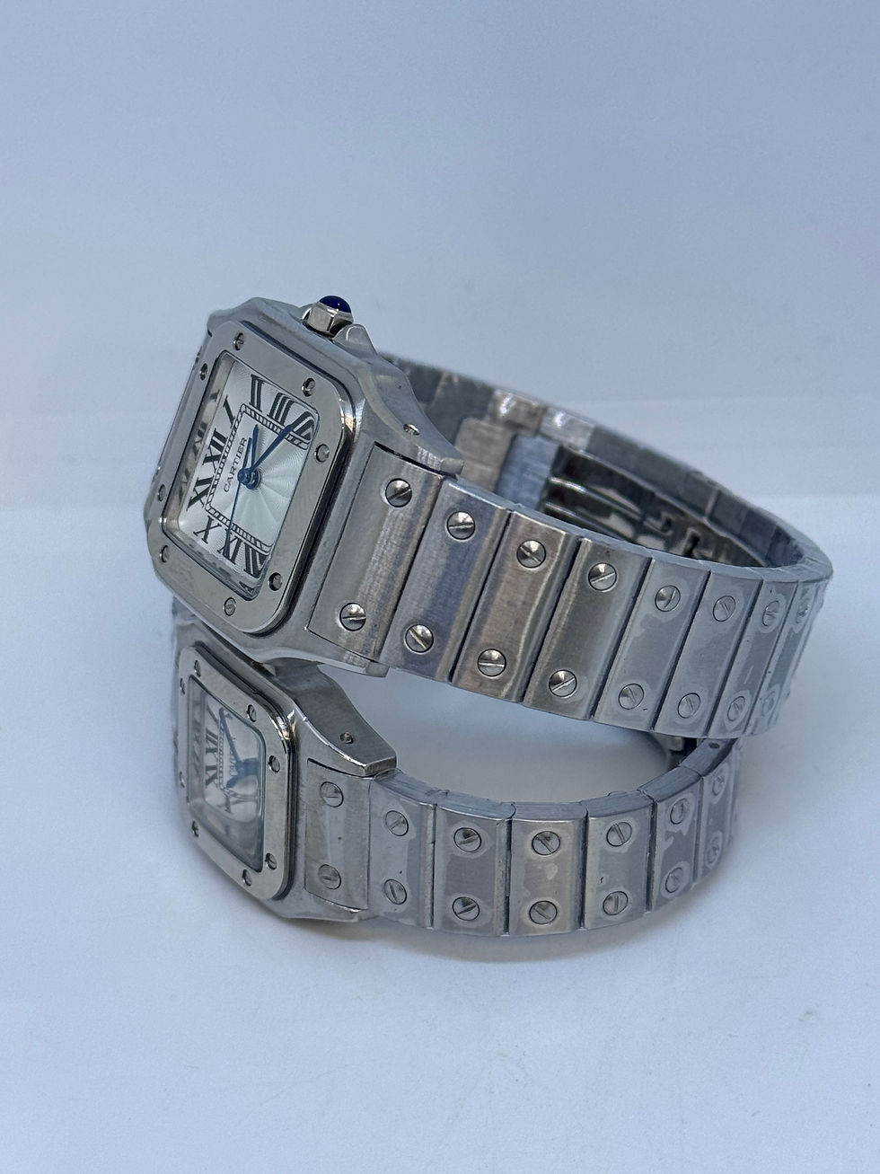 Miniatura: PAREJA Cartier Santos Galbee Silver White Dial Qtz