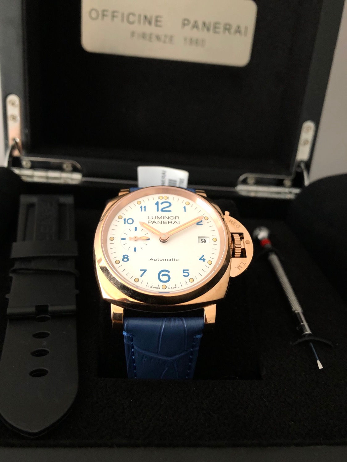 Clon 1:1 Luminor Panerai Due White Dial Rose Gold Swiss