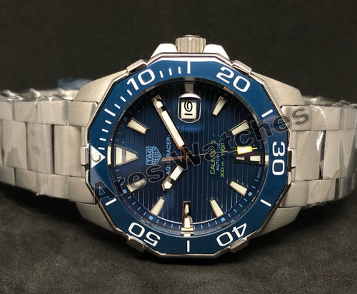 Tag heuer blue dial aquaracer chronograph watch shop