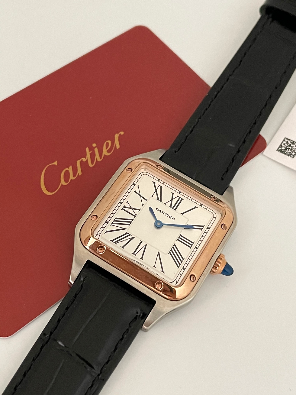 Miniatura: Cartier Santos Dumont Two Tone Black Strap SWISS