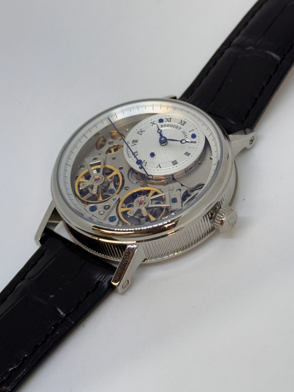 Breguet No 1375 Double Tourbillon Silver Leather Black Strap breguet-no-1375-double-tourbillon-silver-leather-black-strap