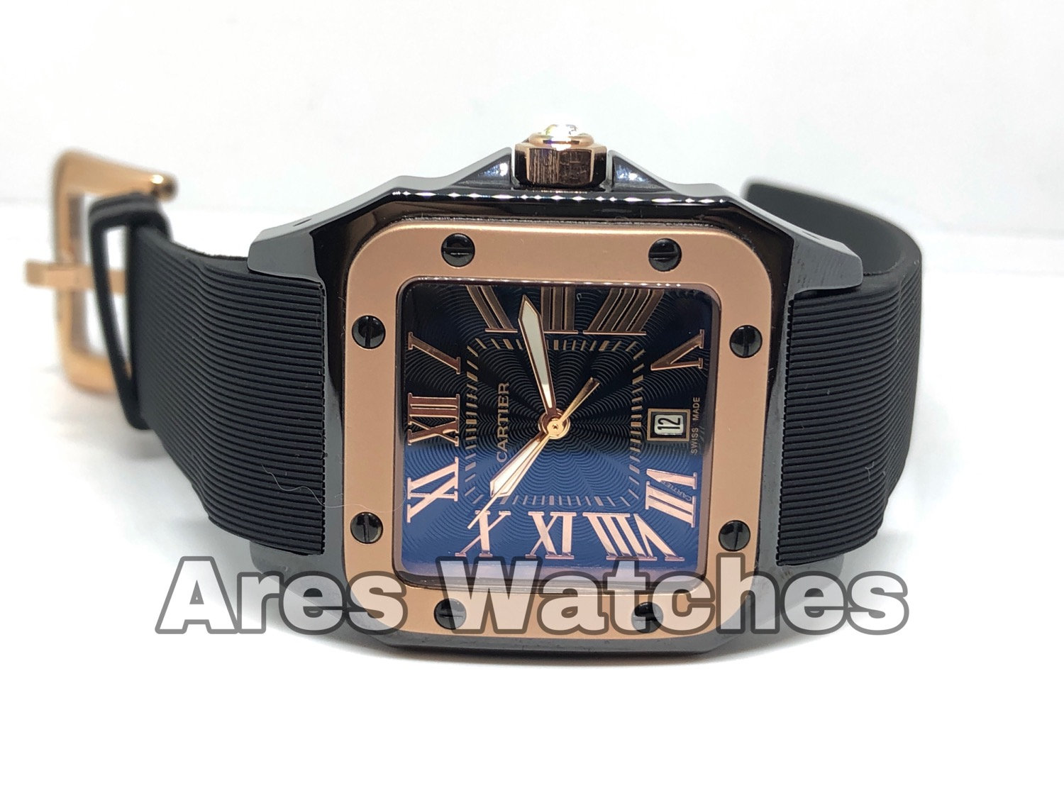 Cartier Santos 100 Jubile Ceramic Black / Gold Mens | areswatchmx