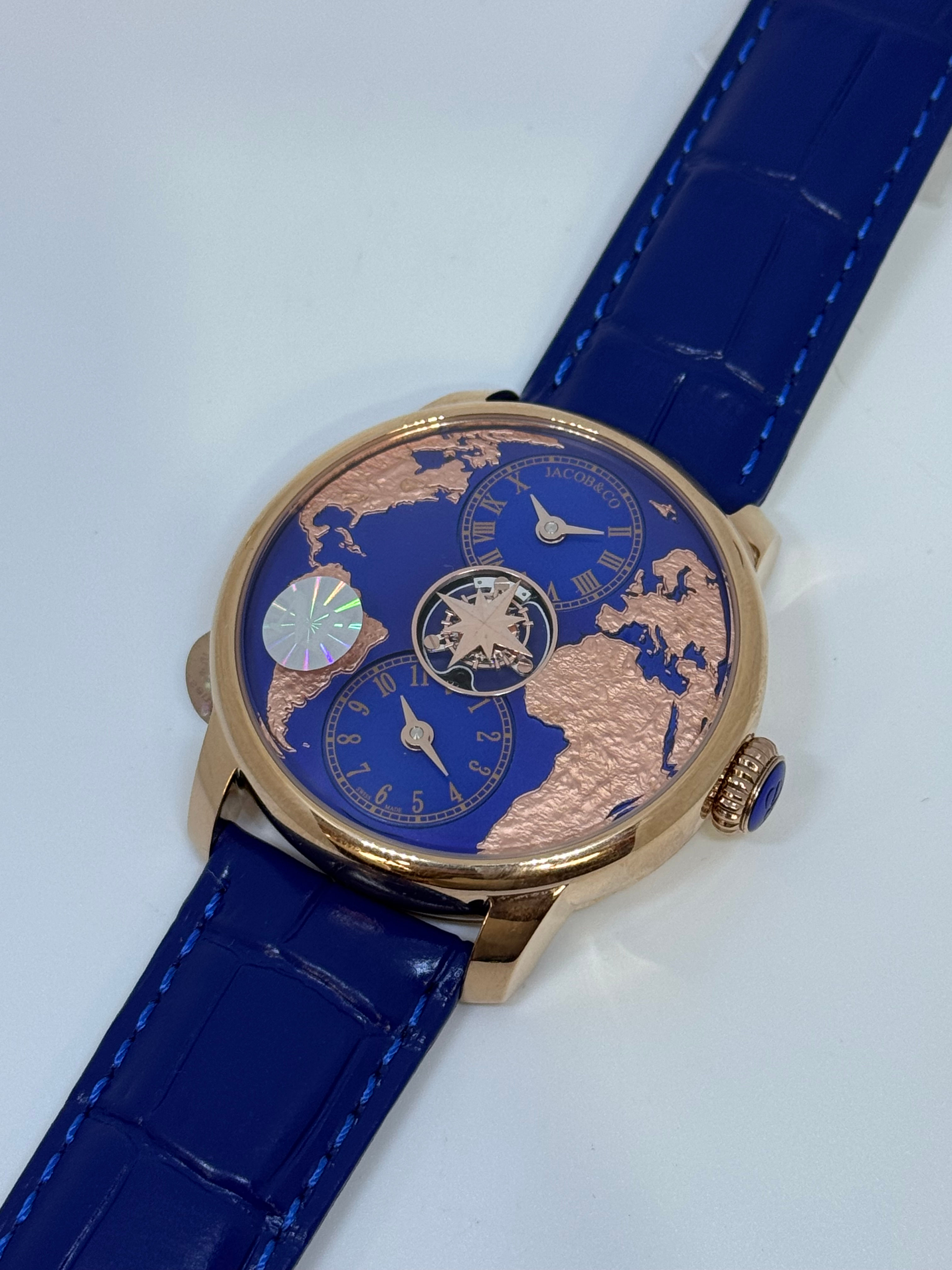 Jacob & Co “The World Is Yours” Dual Time Blue Rose Gold