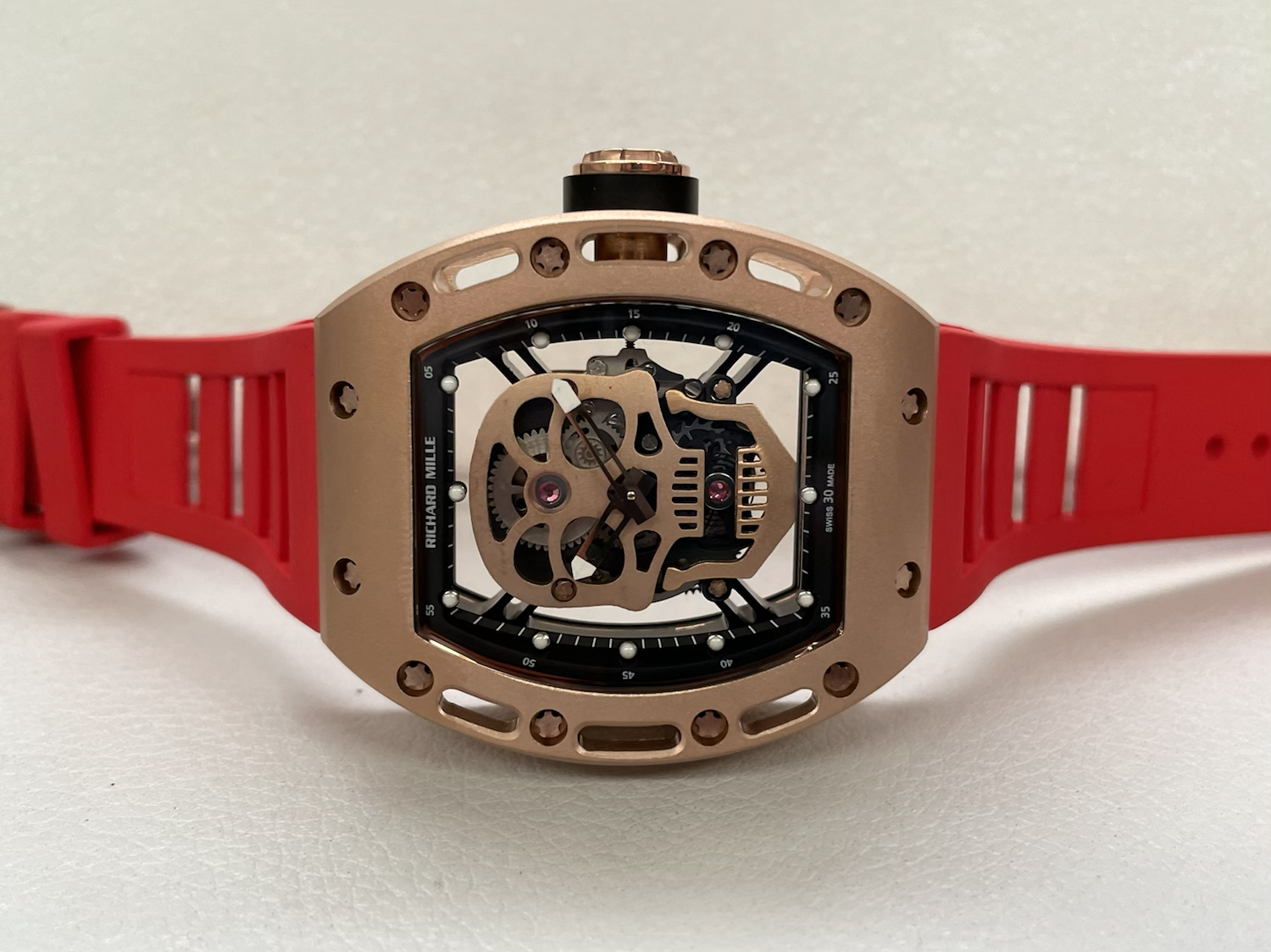 Richard Mille RM052 Skull Rose Gold Red Strap