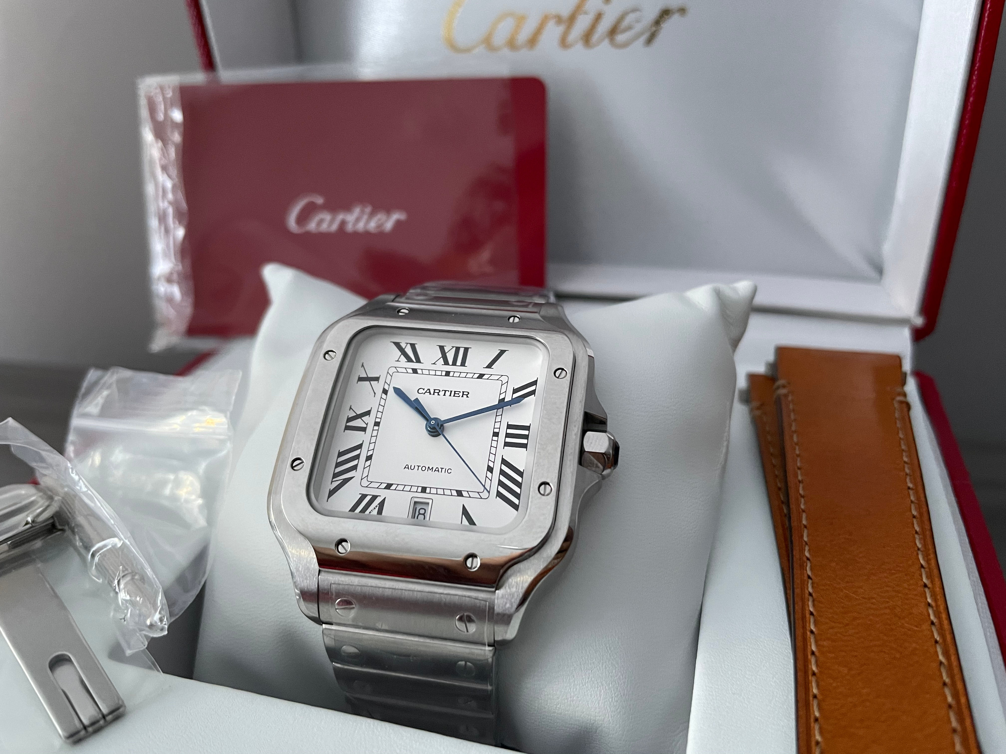 Cartier Santos Large White Dial Swiss