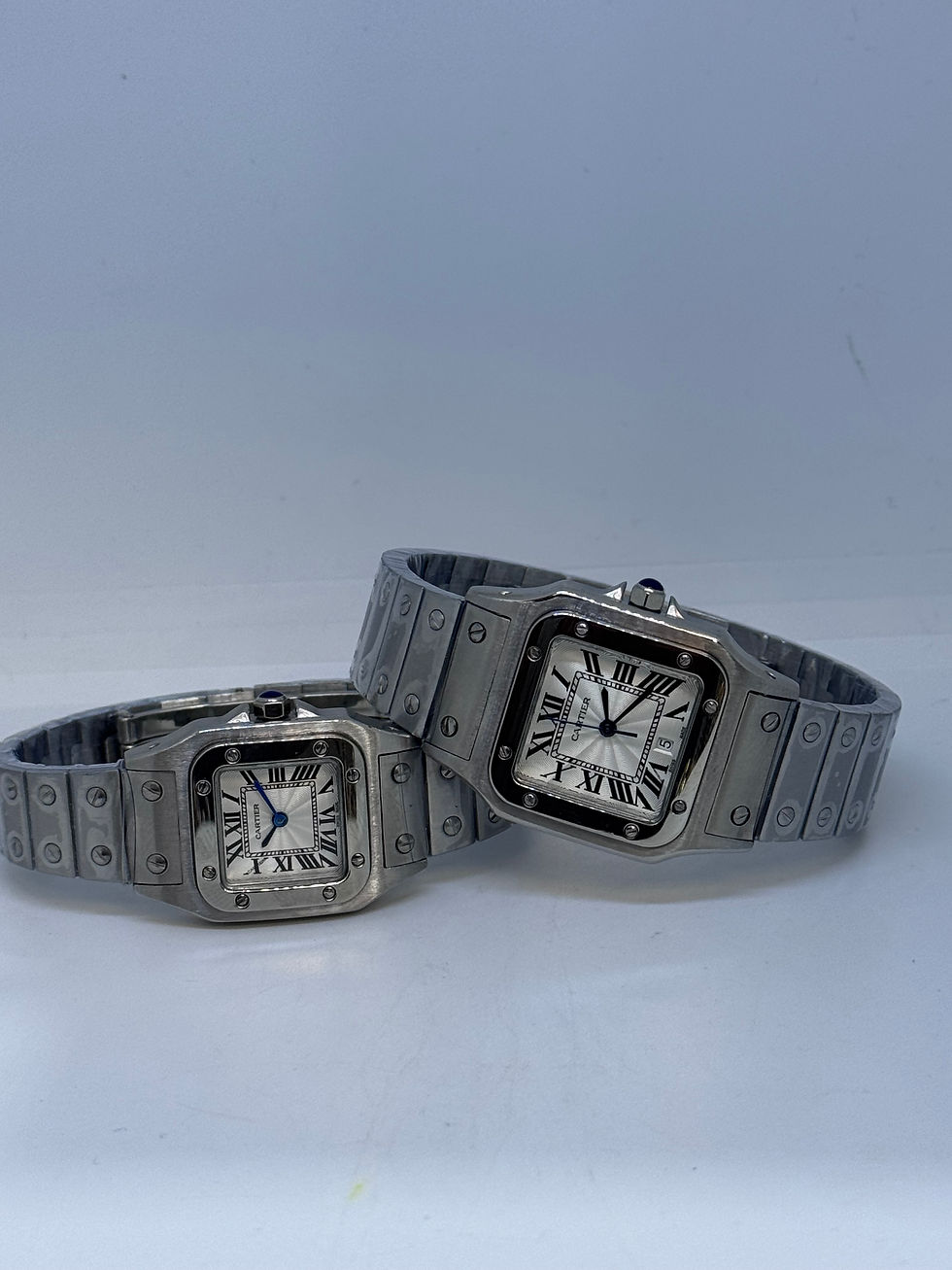 Miniatura: PAREJA Cartier Santos Galbee Silver White Dial Qtz