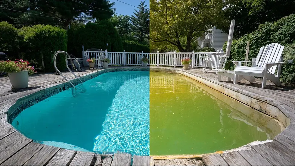 Cloudy pool water being cleared to blue by pH Perfect Pools in The Woodlands TX