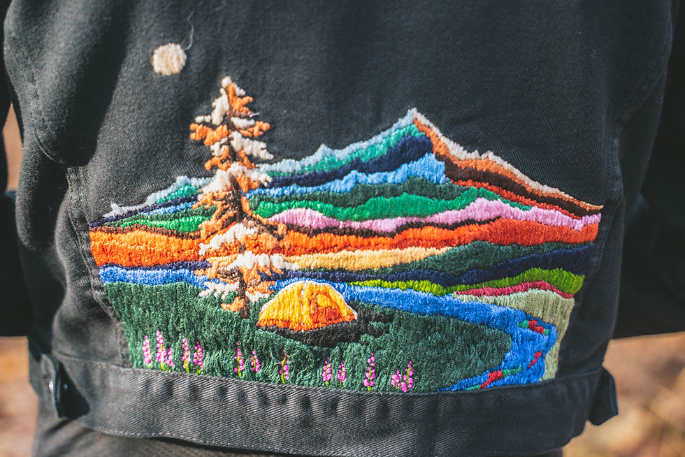 Thumbnail: The Jacket Project, Kelli Lorraine Art, Wearable Art, Embroidery, Alaska, Alaska Summer Jacket, Alaska Art
