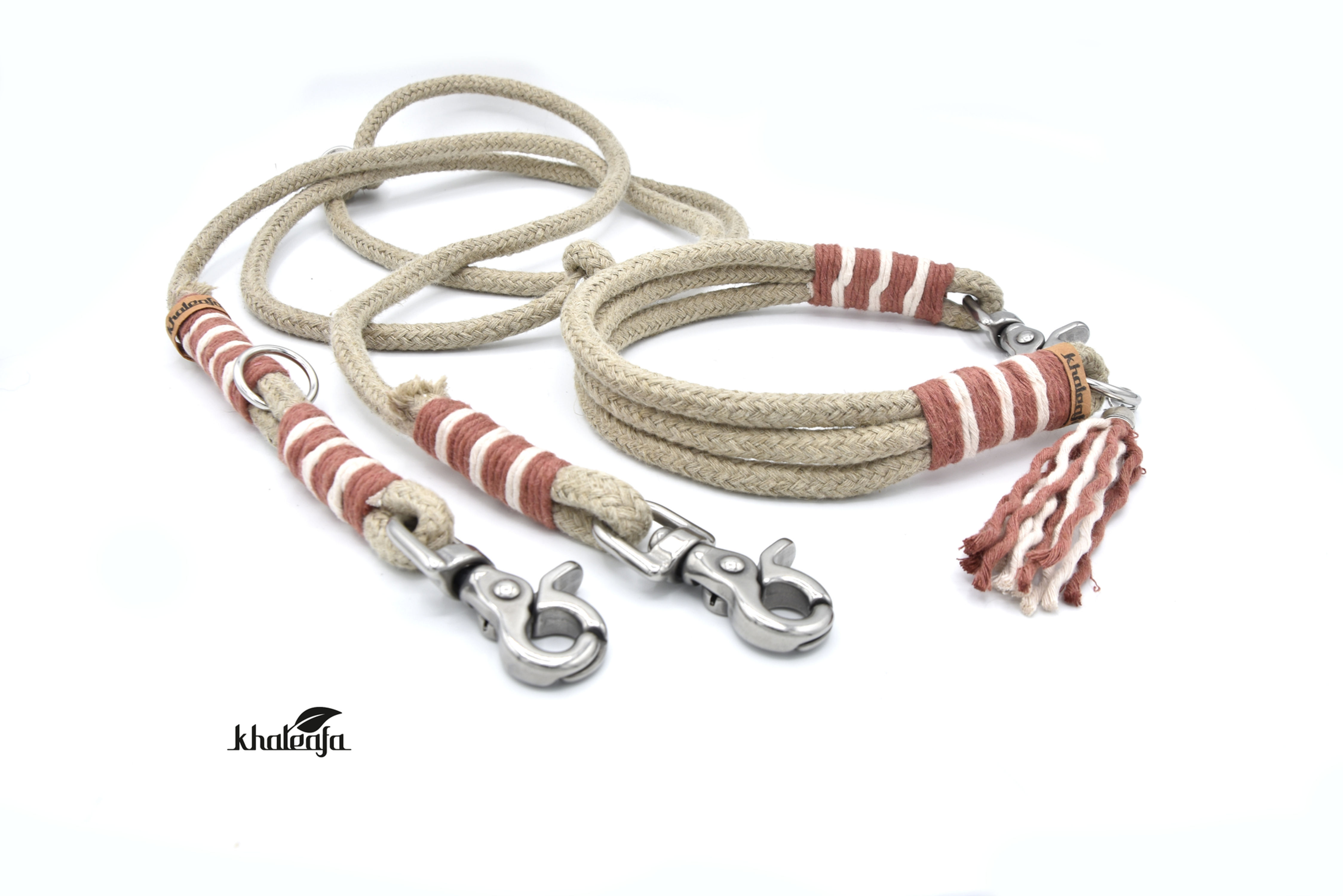 individualisierbares Tauhalsband mit Leine "stripes"