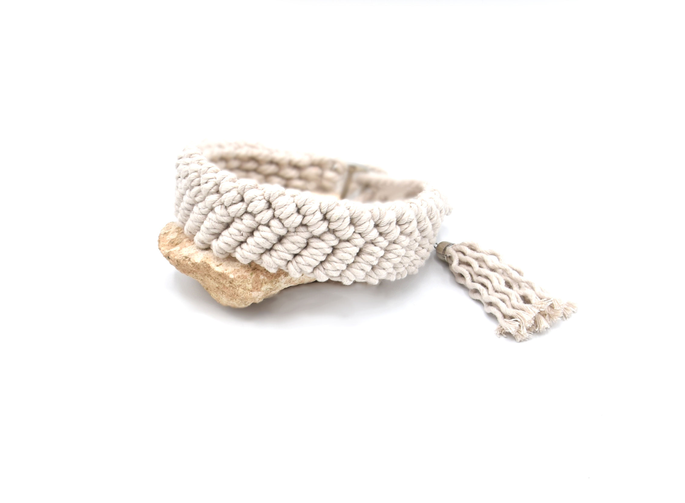 Makrameehalsband "Fishbraid pattern - natural"